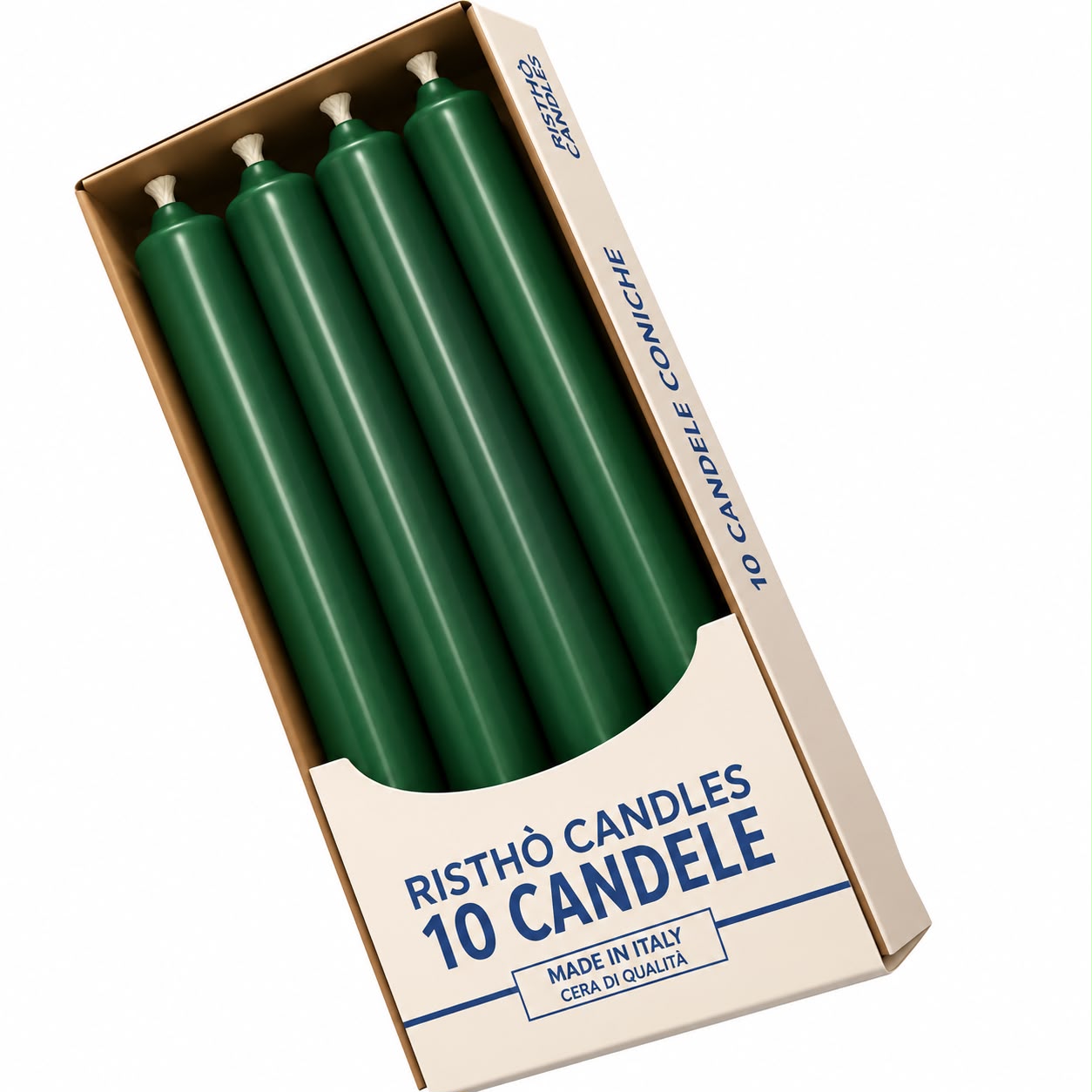 CANDELA CONICA VERDE SCURO 25CM 10PZ