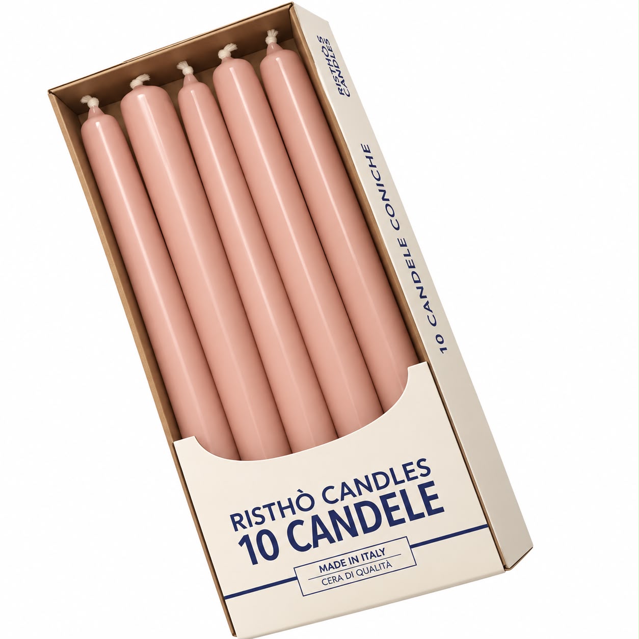CANDELA CONICA ROSA CIPRIA 25CM 10PZ
