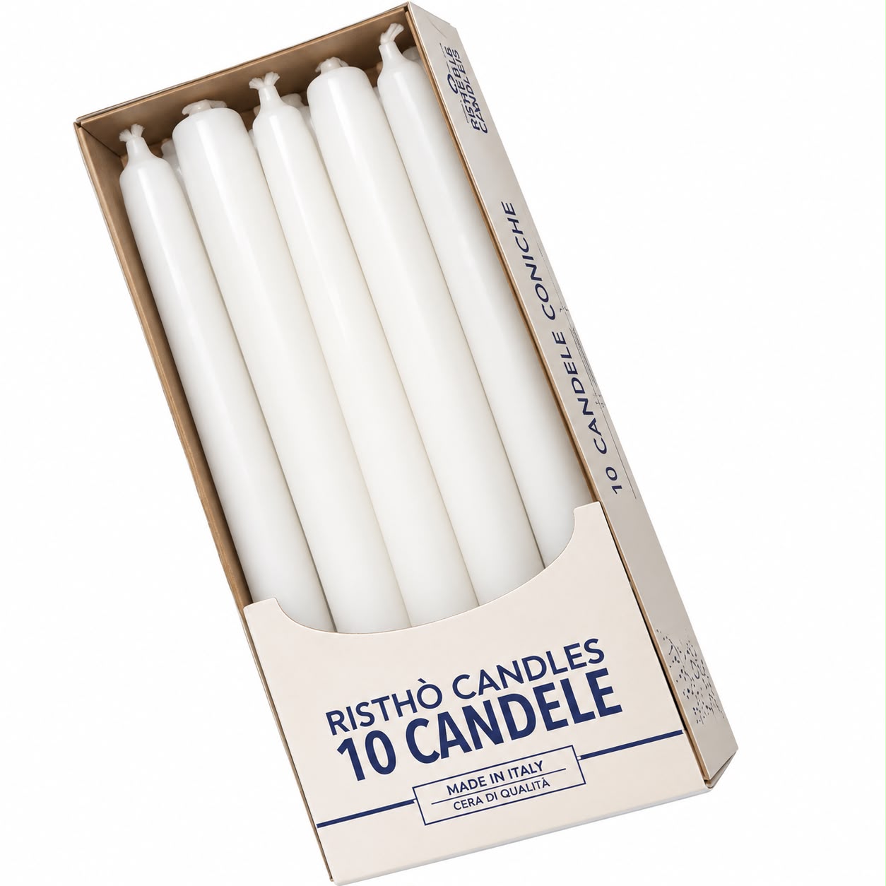CANDELA CONICA BIANCA 25CM 10PZ