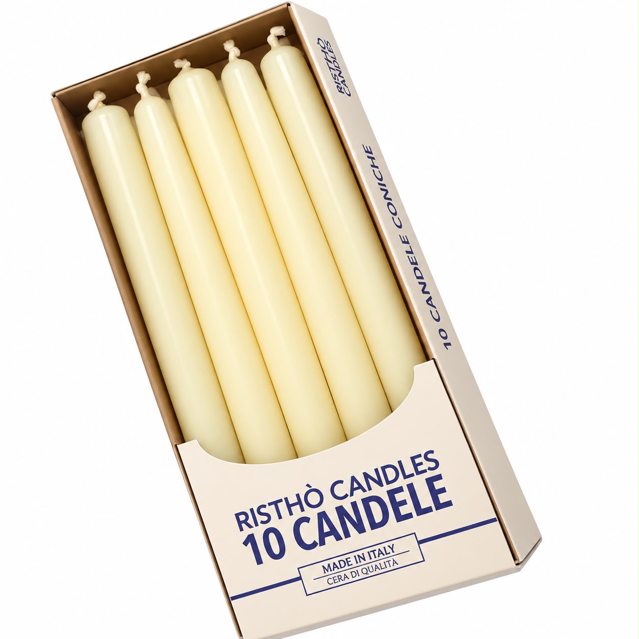 CANDELA CONICA PANNA 25CM 10PZ
