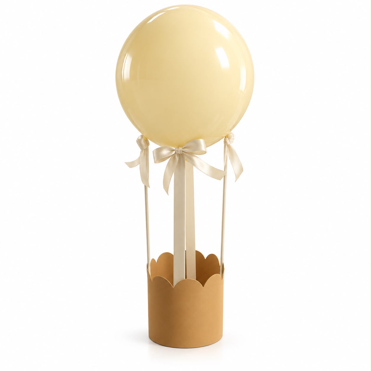 MONGOLFIERA CON PALLONCINI AVANA 13X17H CM 2PZ