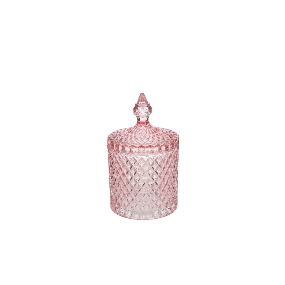 Potiche portaconfetti in vetro diamantato ROSA 8.5x13.5 cm