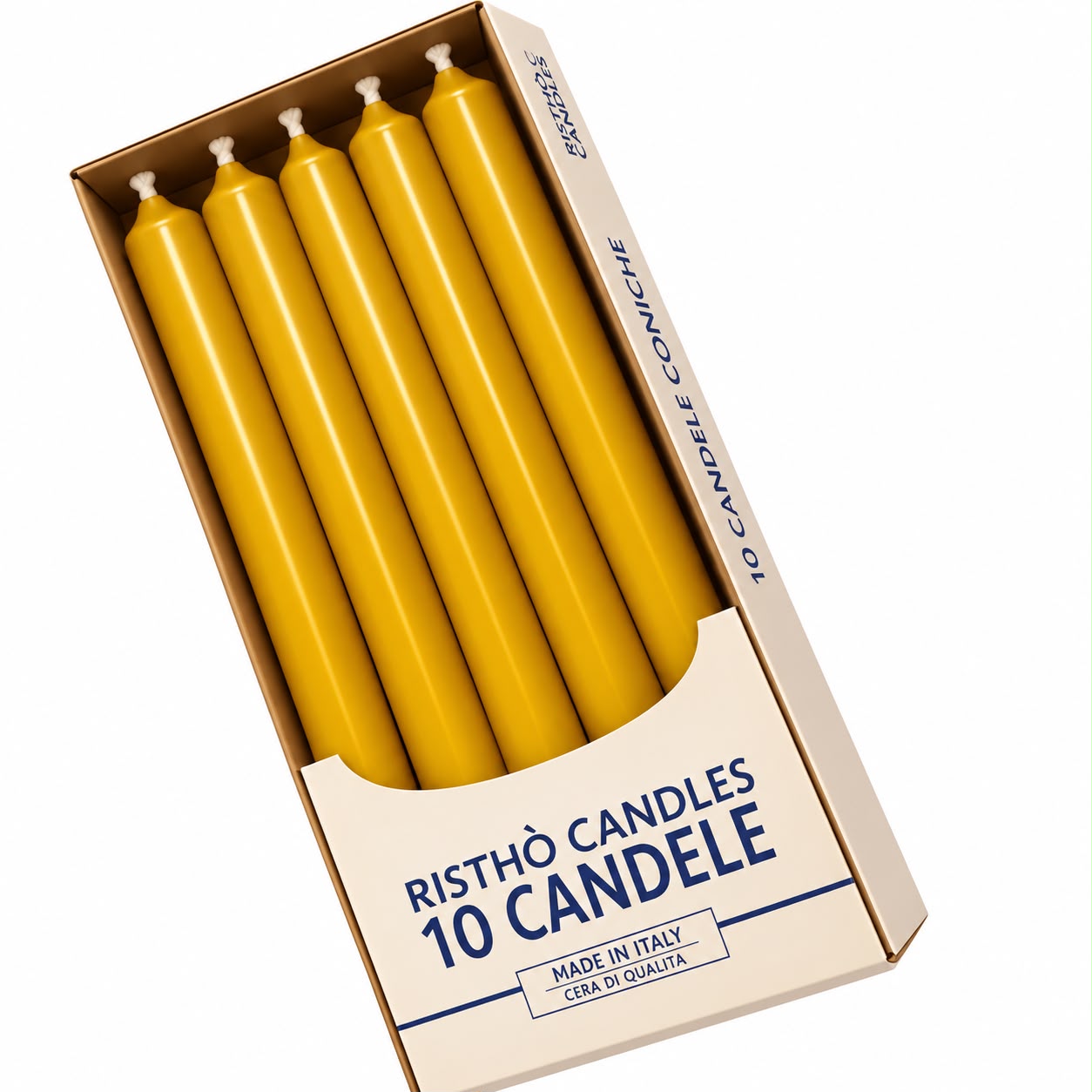 CANDELA CONICA SENAPE 25CM 10PZ