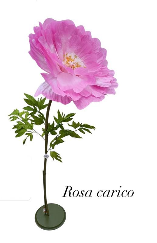 PEONIA CON STELO LUNGO 110CM ROSA CARICO SENZA BASE