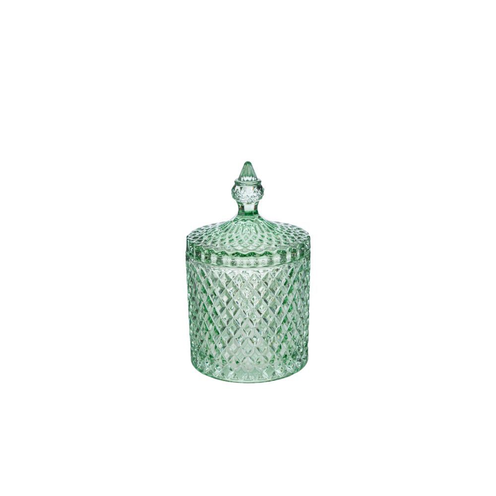 Potiche portaconfetti in vetro diamantato VERDE 8.5x13.5 cm BOMBONIERA