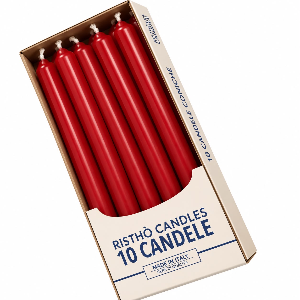 CANDELA CONICA ROSSA 25CM 10PZ