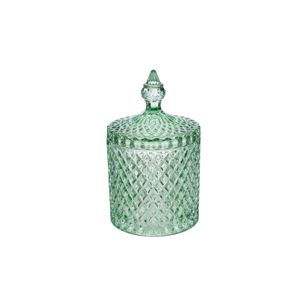 Potiche portaconfetti in vetro diamantato VERDE 10.5X17.5 cm