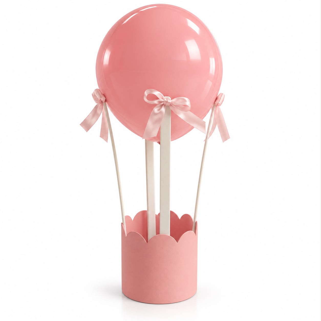 MONGOLFIERA CON PALLONCINI ROSA 13X17H CM 2PZ