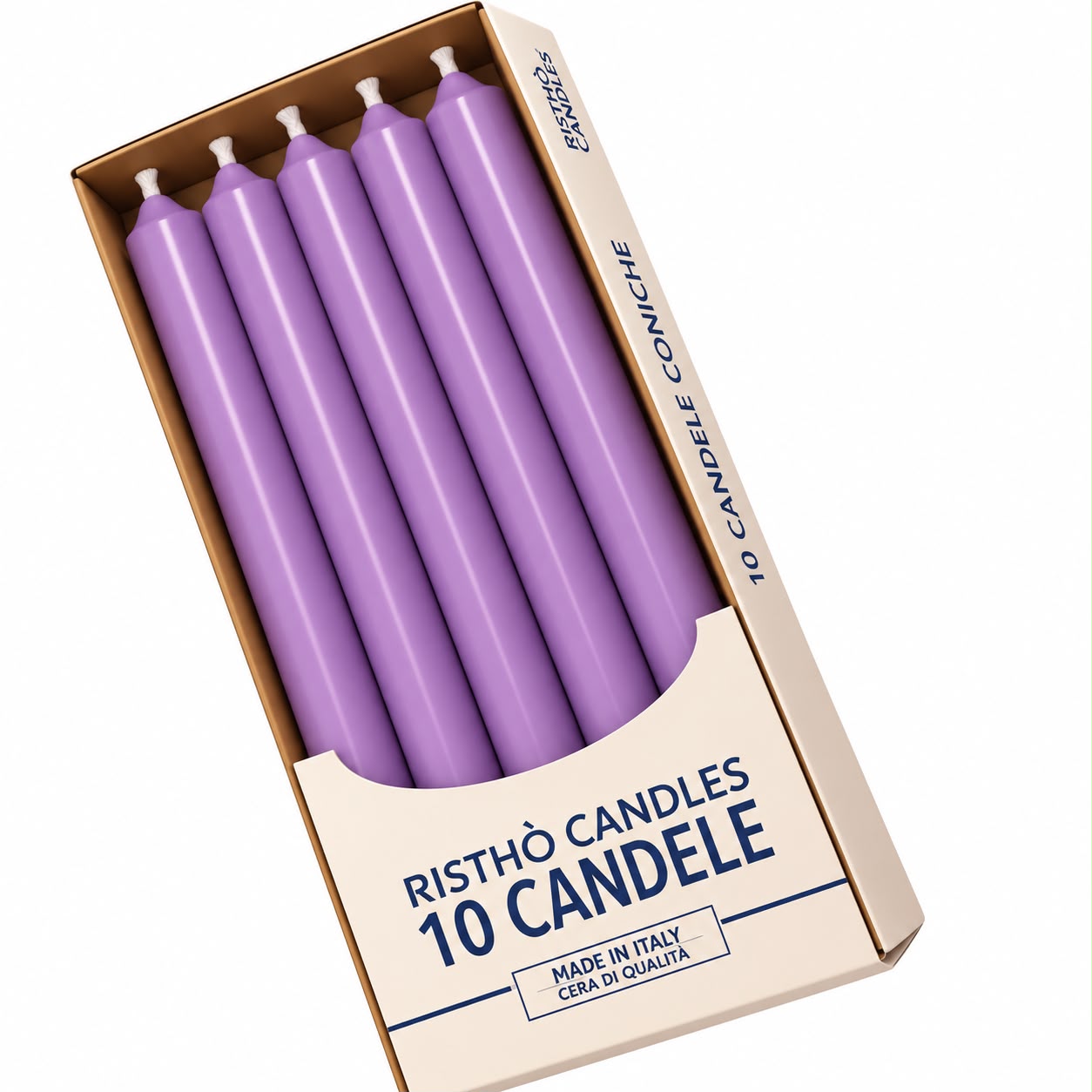 CANDELA CONICA VIOLA POLVERE 25CM 10PZ