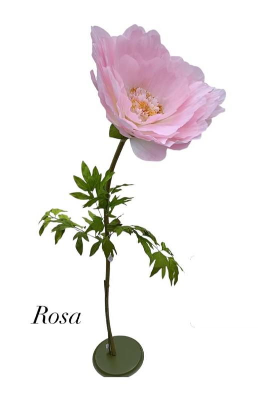 PEONIA CON STELO ROSA LUNGO 110CM SENZA BASE