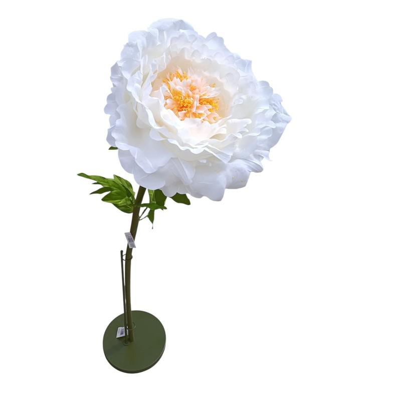 PEONIA CON STELO LUNGO CREMA 115CM SENZA BASE