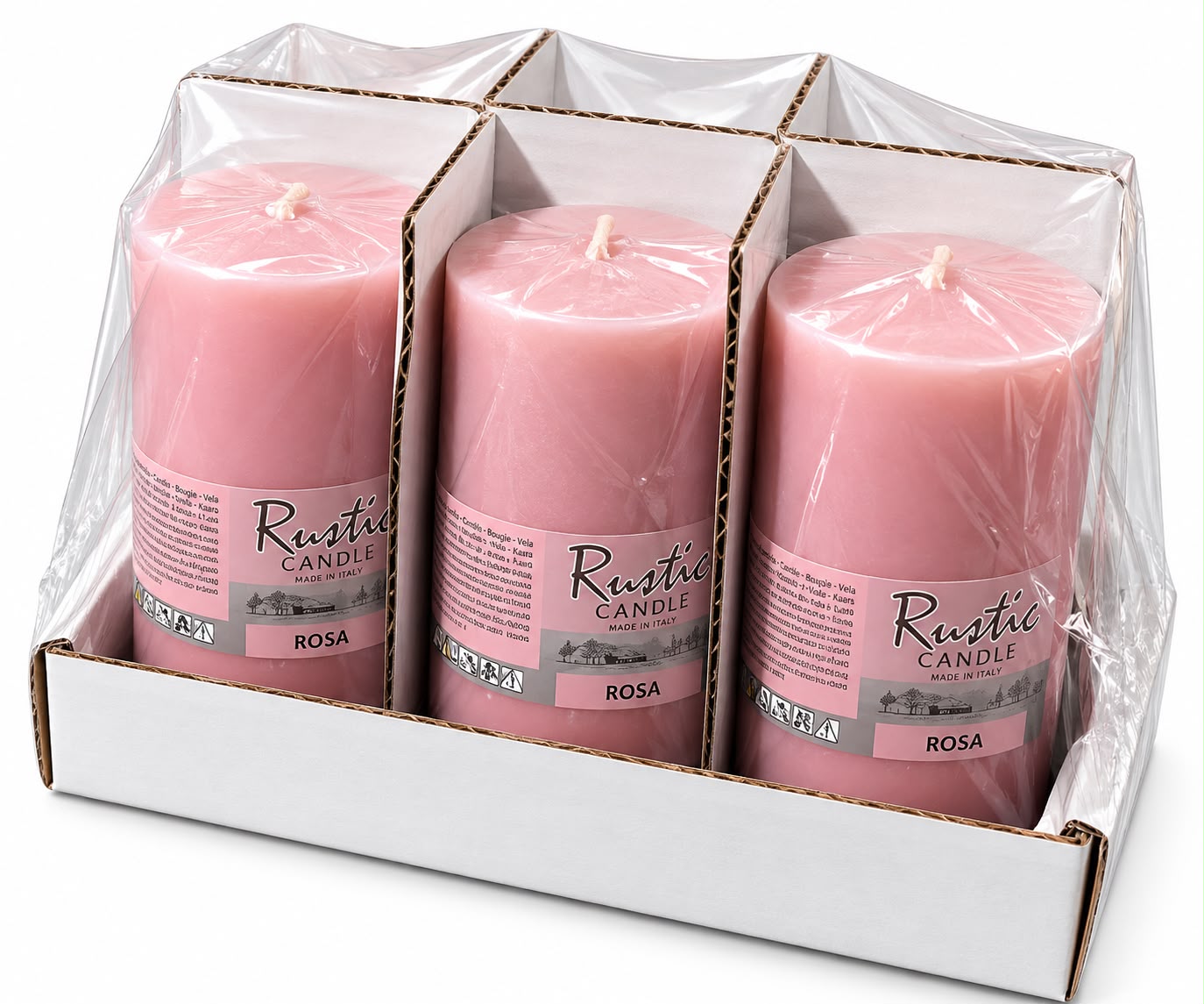 CANDELOTTO ROSA RUSTICA 6X12H CM