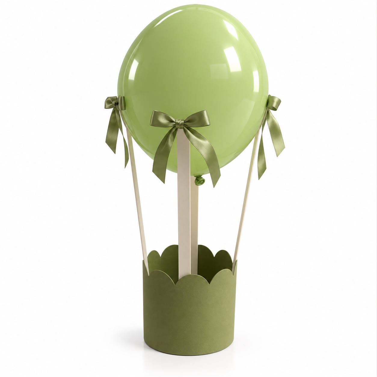 MONGOLFIERA CON PALLONCINI SALVIA 13X17H CM 2PZ